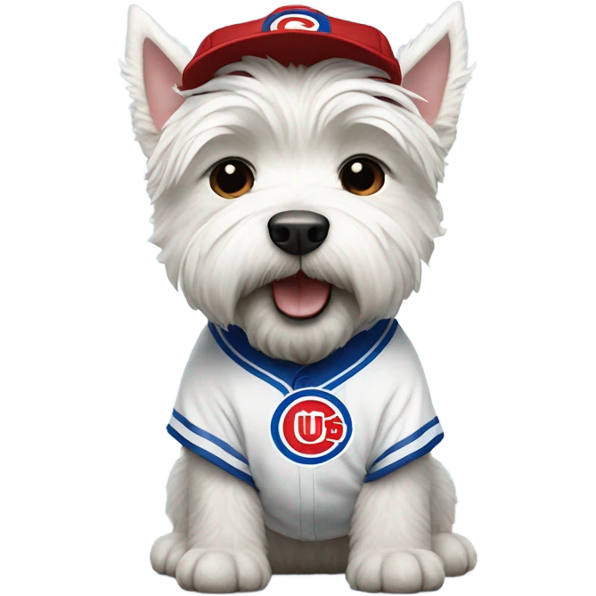 West highland terrier wearing a Cub’s jersey emoji