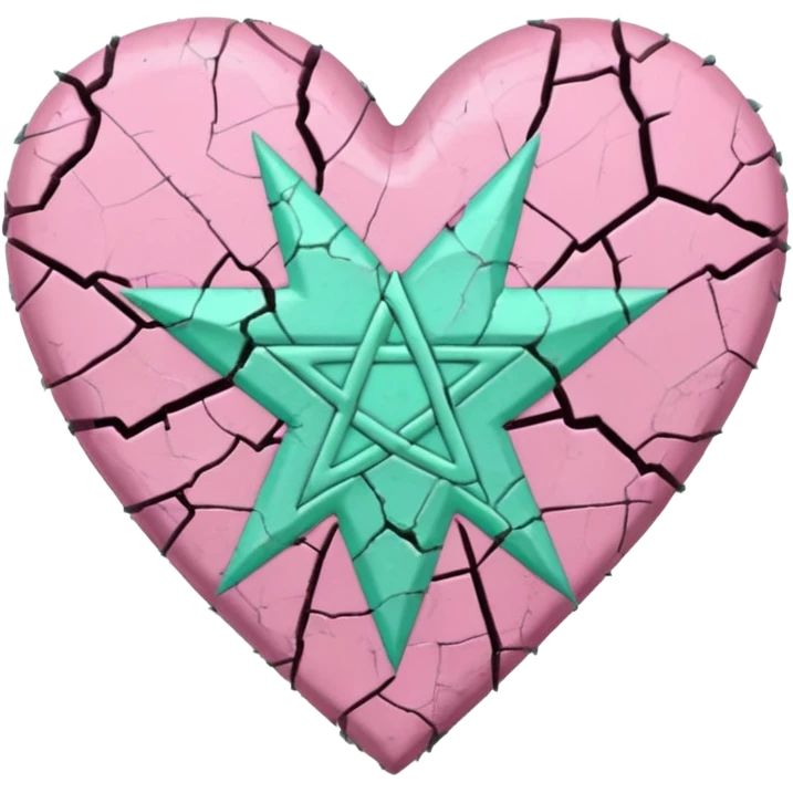 pastel goth heart with mint green pentagram emoji