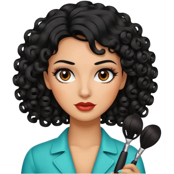 woman black hair hairdresser curls emoji