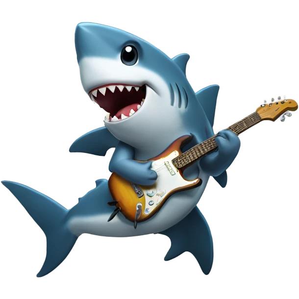 Shark playingead guitar emoji