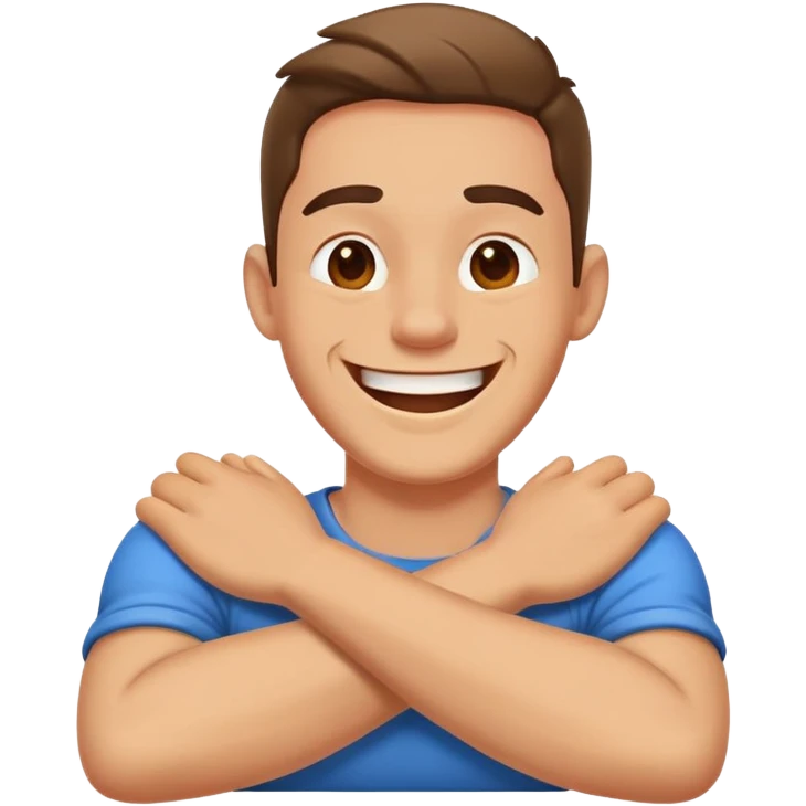 Man with crossed arms on his neck laughing  emoji
