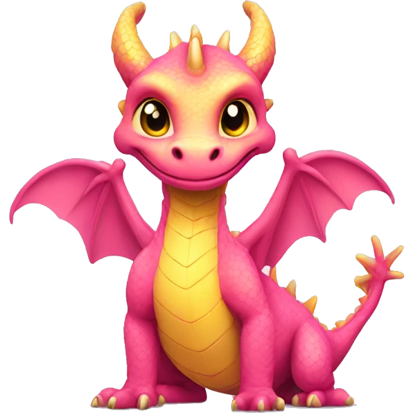 Yellow and pink cute dragon emoji