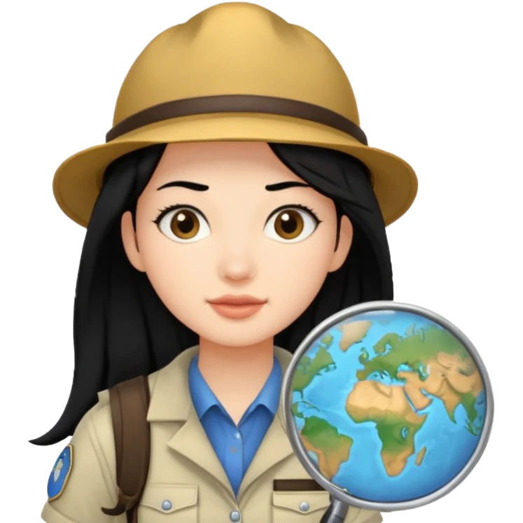 estudiante mujer de odontología con el cabello negro recogido con un explorador  emoji