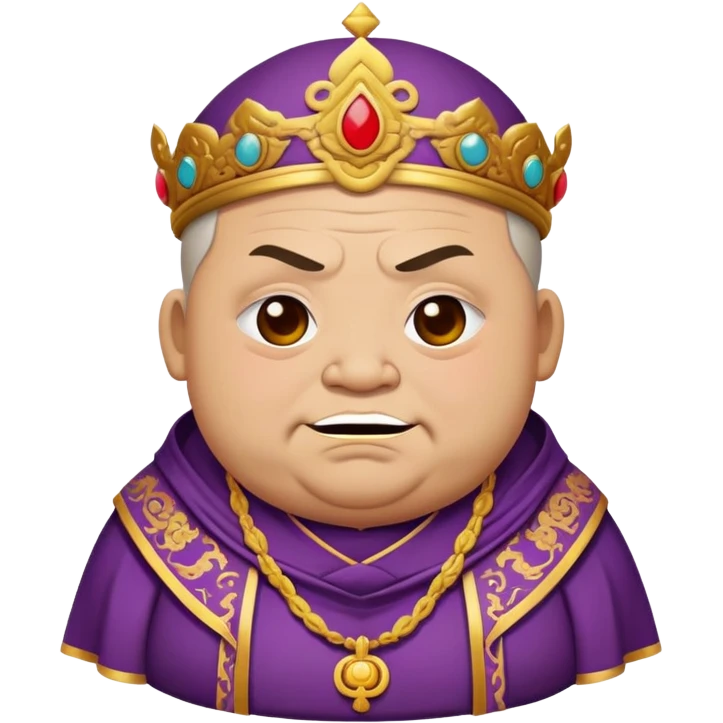fat temple priest with a scary look and a closed, troubled smile, more emphasis on the priest's robe emoji