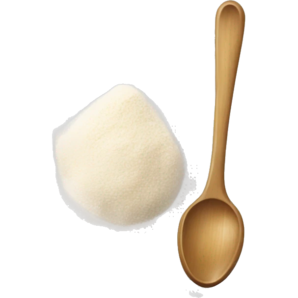 Clear ziplock bag of flour with a spoon next to it  emoji