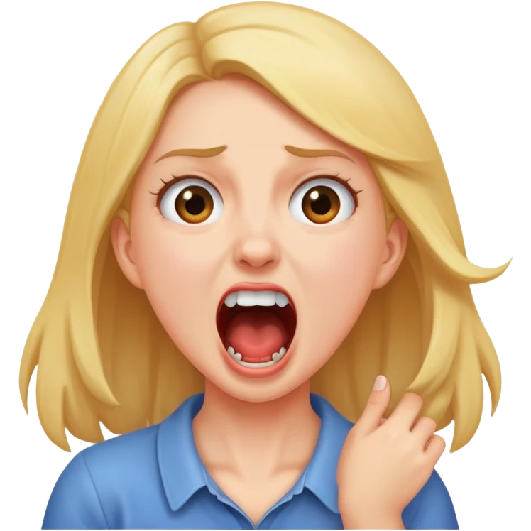 girl holding neck while screaming emoji