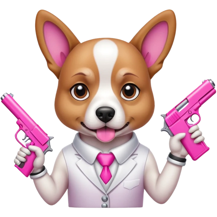Sassy dog with a sheisty and pink gun emoji