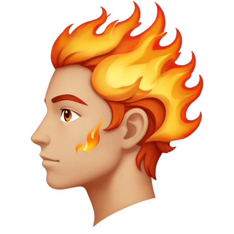 side profile model head with flame for hair emoji