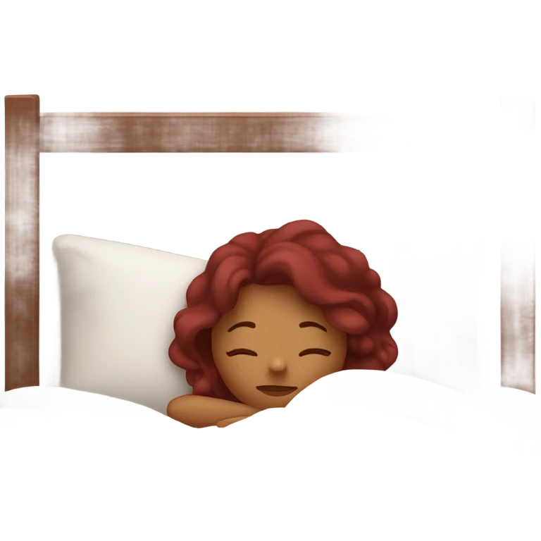 Burgundy haired girl sleeping in bed emoji
