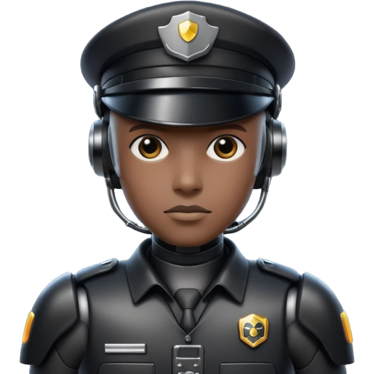 black half robot cop emoji