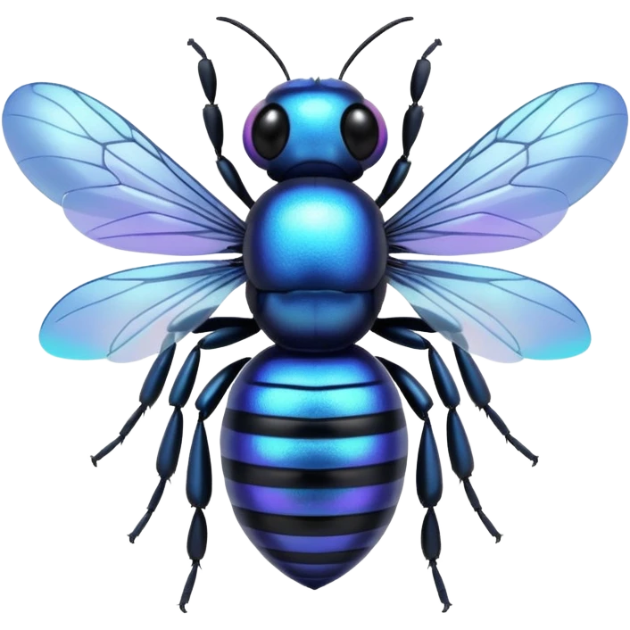 blue bee that is blue-colored emoji