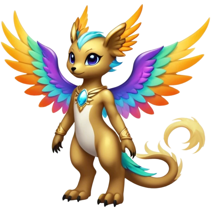 Anthro Sona Cool Edgy Cute Beautiful Colorful Shy Winged Shiny Nebula Fakemon-Fantasy-Creature Full Body emoji