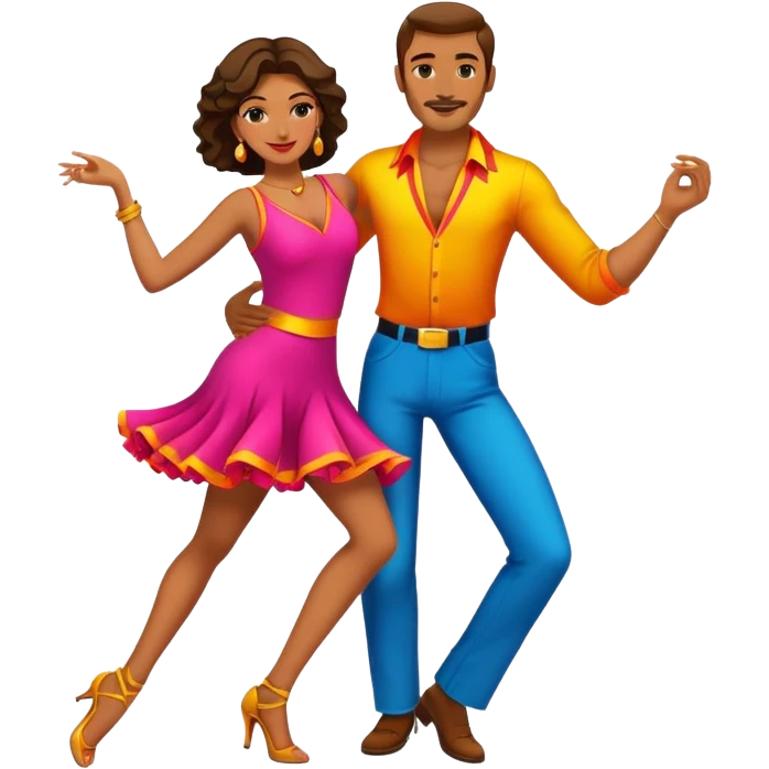 a man and a woman salsa dancing together, vibrant outfits emoji