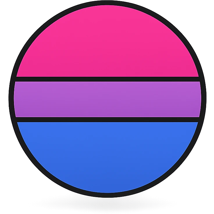 bisexual pride flag as a circular badge icon with subtle shadow, flat design, no text emoji