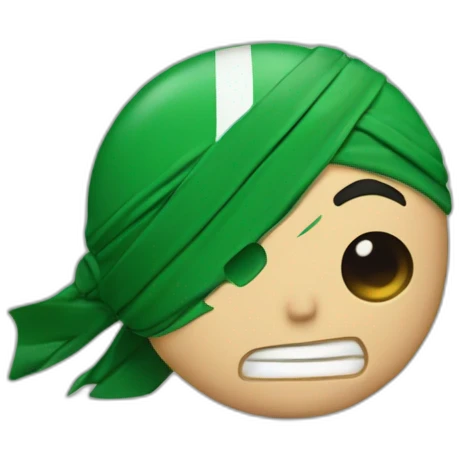 rononoa zoro de one piece qui porte le maillot de foot ou on voit le logo l'Algérie emoji