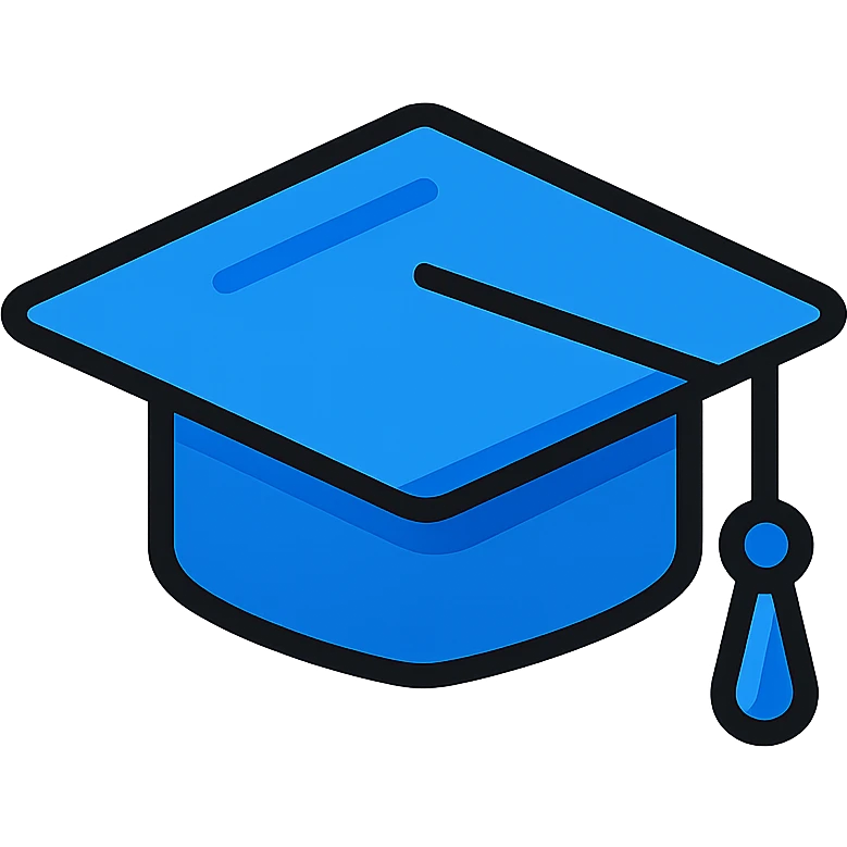 blue graduation cap, realistic, with blue tassel, fabric details, shadow and highlights emoji