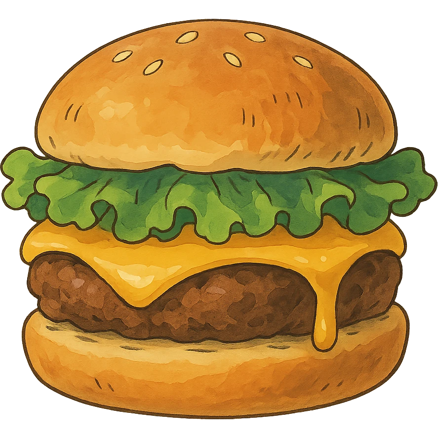 ghibli style cheeseburger emoji