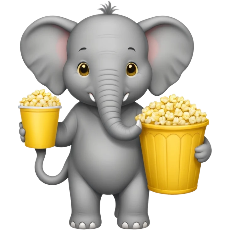 a elephant holding a bucket of popcorn emoji