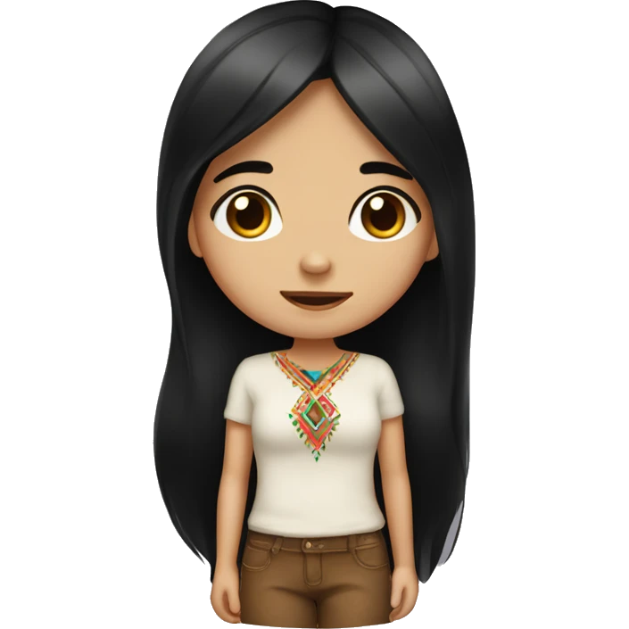 cute mexican girl with long black hair and big brown eyes  emoji
