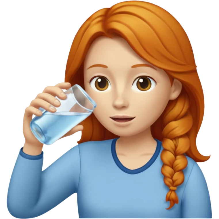 ginger woman drinking water emoji