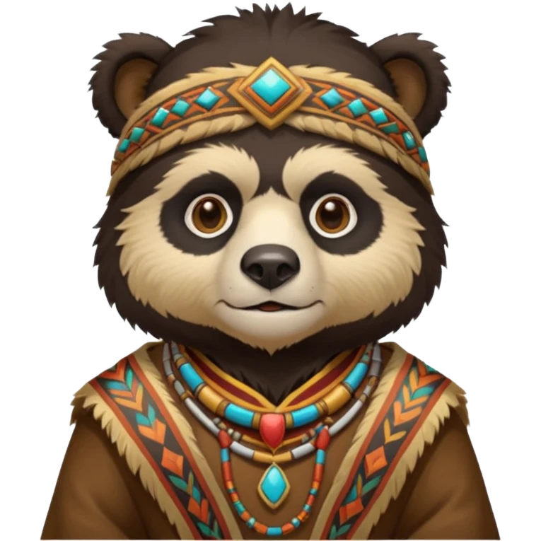Spectacled bear in Cusco Inca attire with the Manco Capac costume which is with coroca and Inca emoji