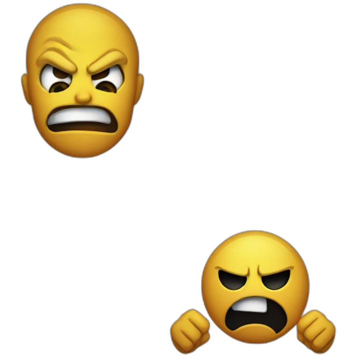 angry emoji face on the left and dead emoji on the right emoji