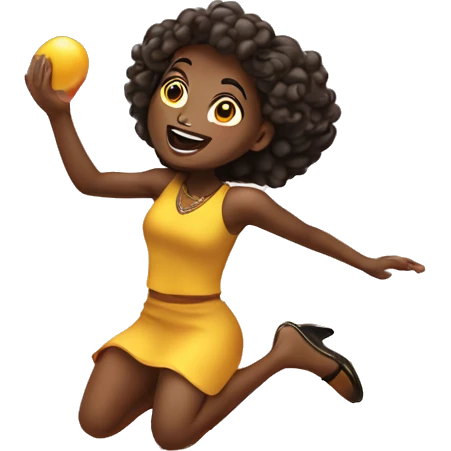 African American women jumping out of a birthday cake emoji