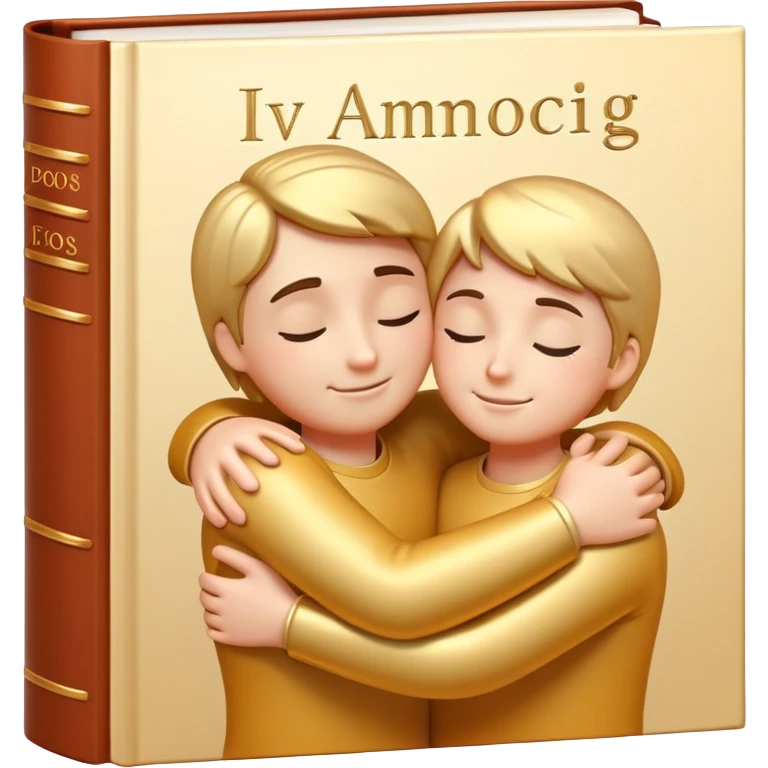 Book with arms hugging a person, showing affection emoji