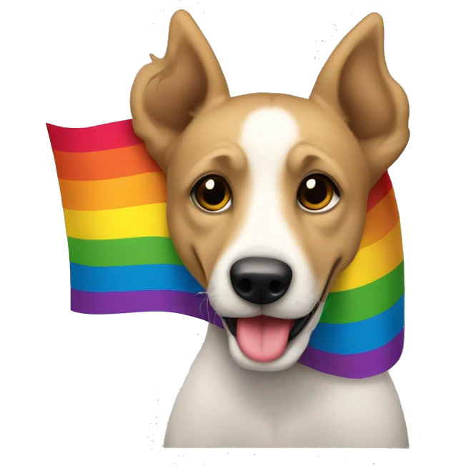 Perro con bandera LGBTi emoji