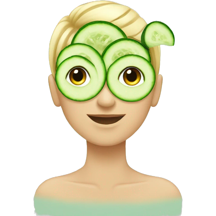 Emoji with cucumber on eyes / spa day emoji