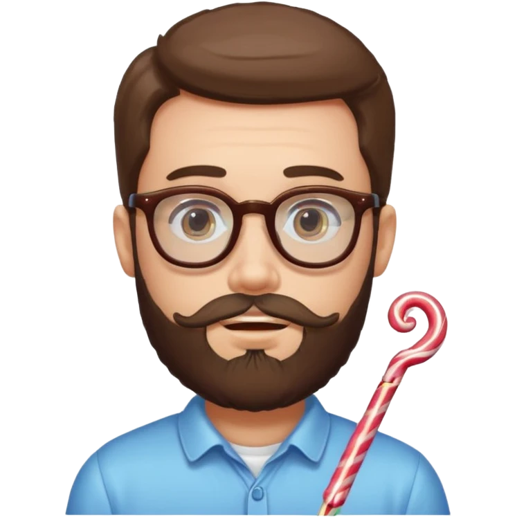 spectacled guy with beard made out of candy emoji