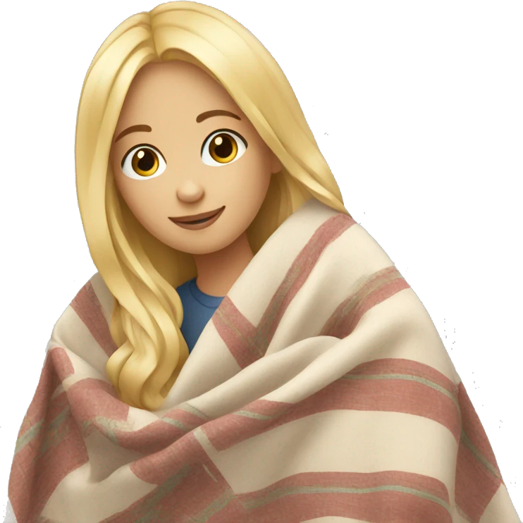 Blond girl with blanket emoji