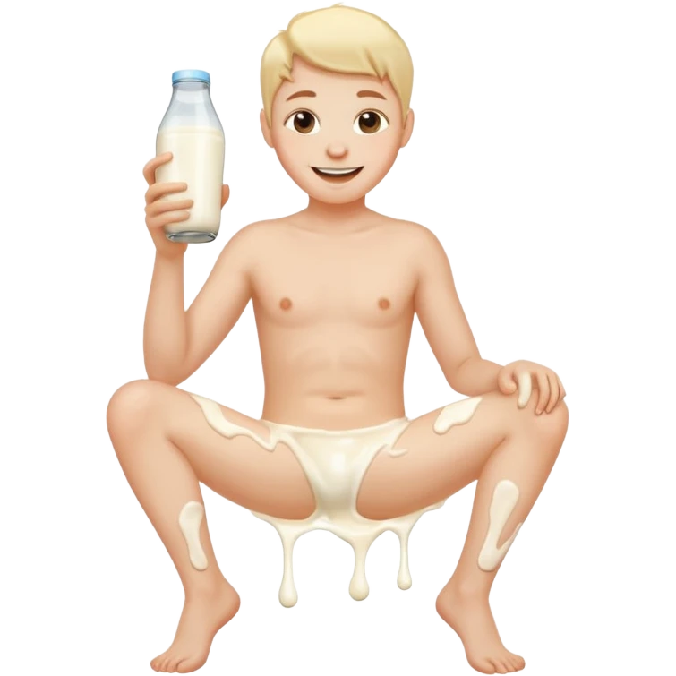A human with milk all over his legs emoji
