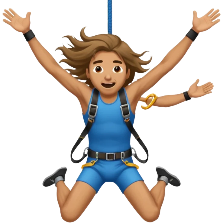 bungee jumping man face only with flying long hair and open mouth emoji
