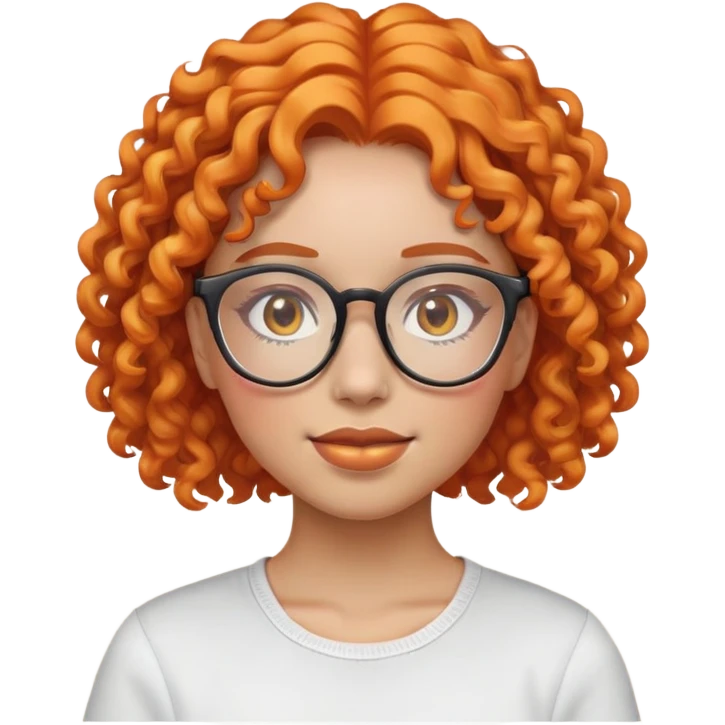 A iPhone emoji thats a girl with curly orange hair and clear glasses emoji