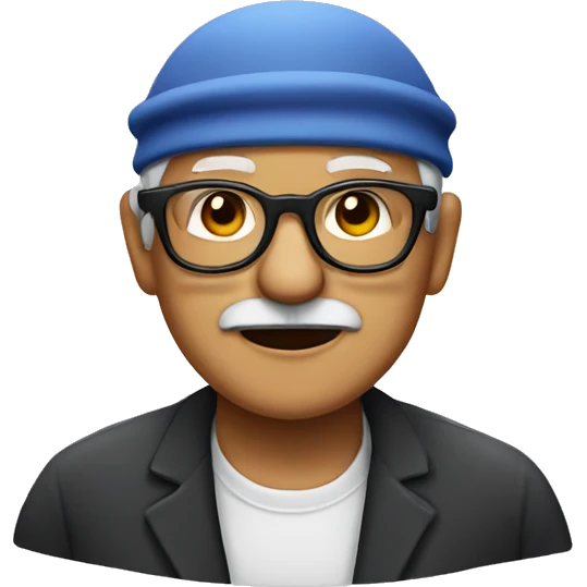 Old man with black eyeglasses and skullcap emoji