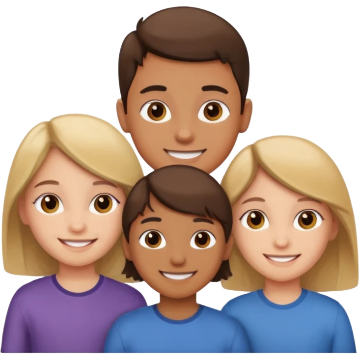 Two girls and a boy. They are siblings.
 emoji