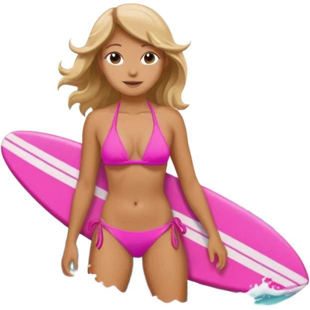 waves with tan female surfer inside on a pink bikini emoji