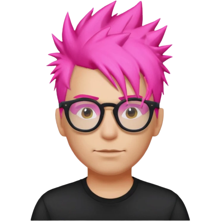 Man with neon pink spiky hair and glasses, half body emoji