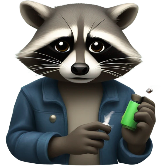 stoic raccoon vaping emoji