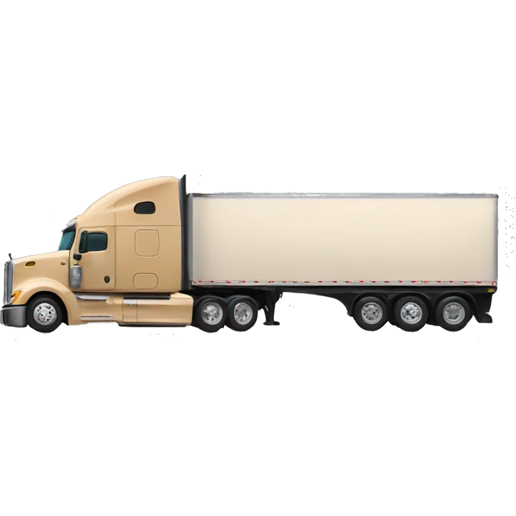 tan semi truck and trailer, side view emoji