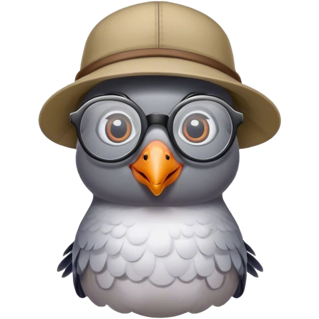Pigeon with nerd glasses and hat emoji