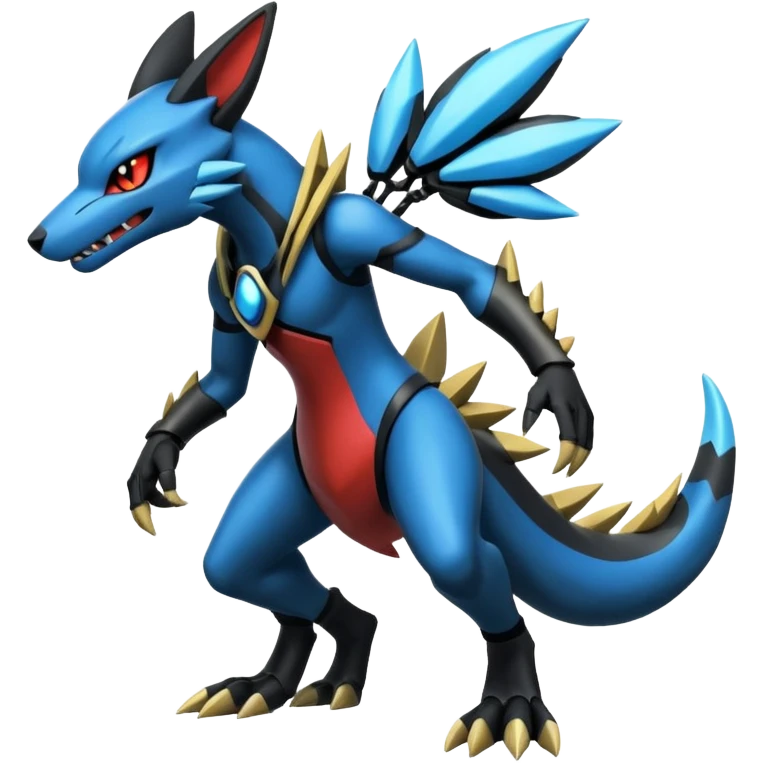 Edgy futuristic Zeraora-Salandit-Lucario-fusion emoji