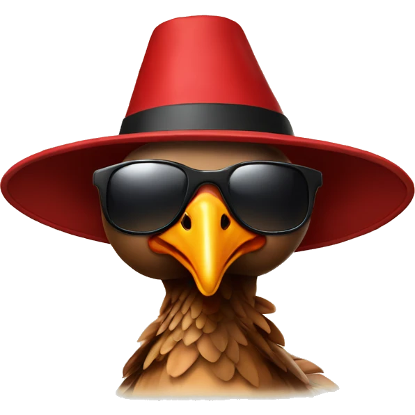 Turkey with red hat and sunglasses emoji