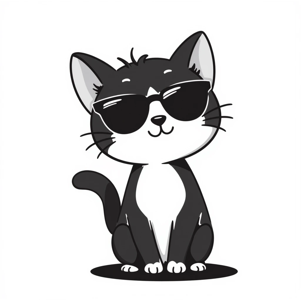 Cute cat wearing stylish sunglasses emoji