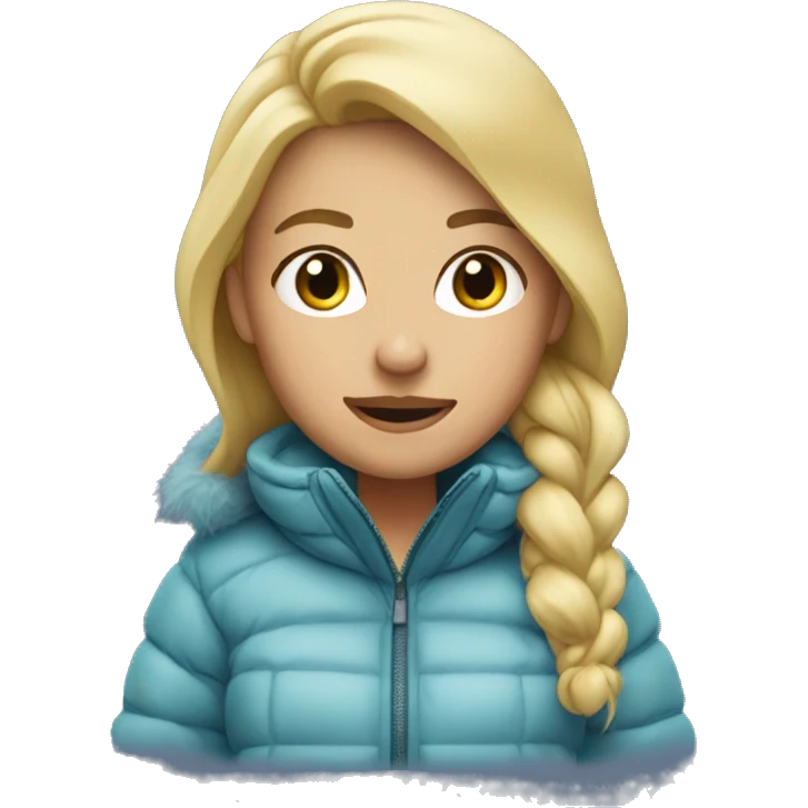 blonde girl in a winter down jacket emoji