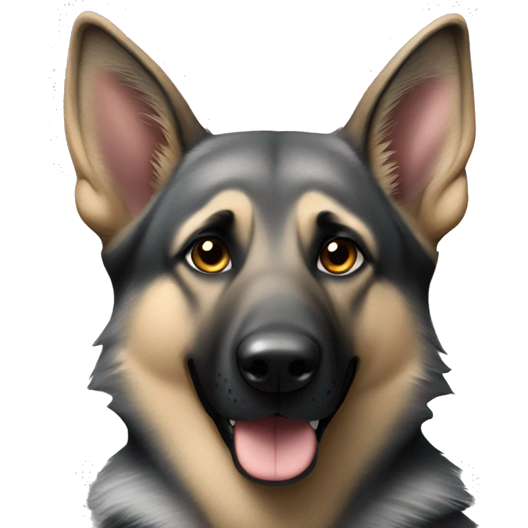 Grey German Shepherd with flexed ear  emoji