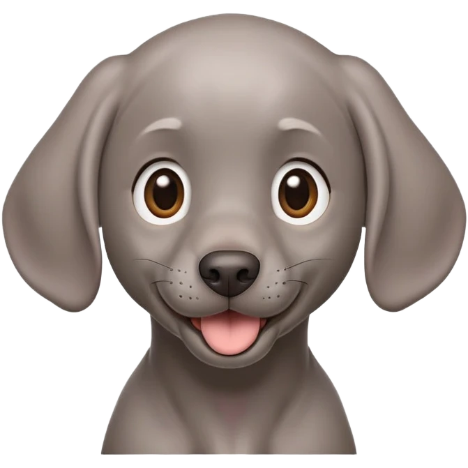 cinematic-comical-weimaraner puppy-portrait-emoji,-head-tilted-dramatically-with-an-exaggeratedly-amused-expression,-featuring-a-vibrant-grey-fur-with-a-lively-sheen,-wide,-expressive-brown-eyes-filled-with-playful-disbelief emoji
