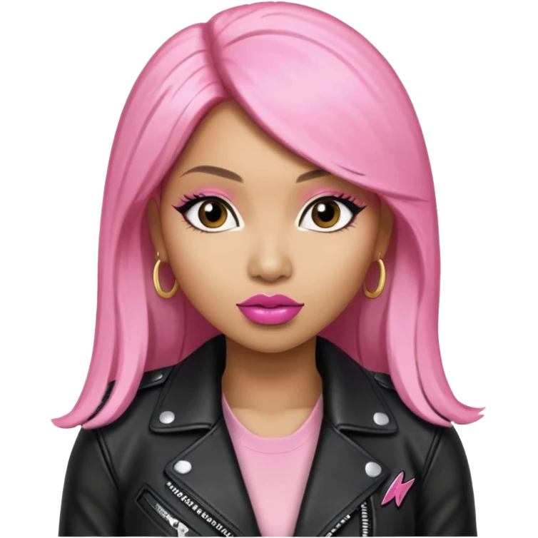 Nicki Minaj wear leather jacket emoji