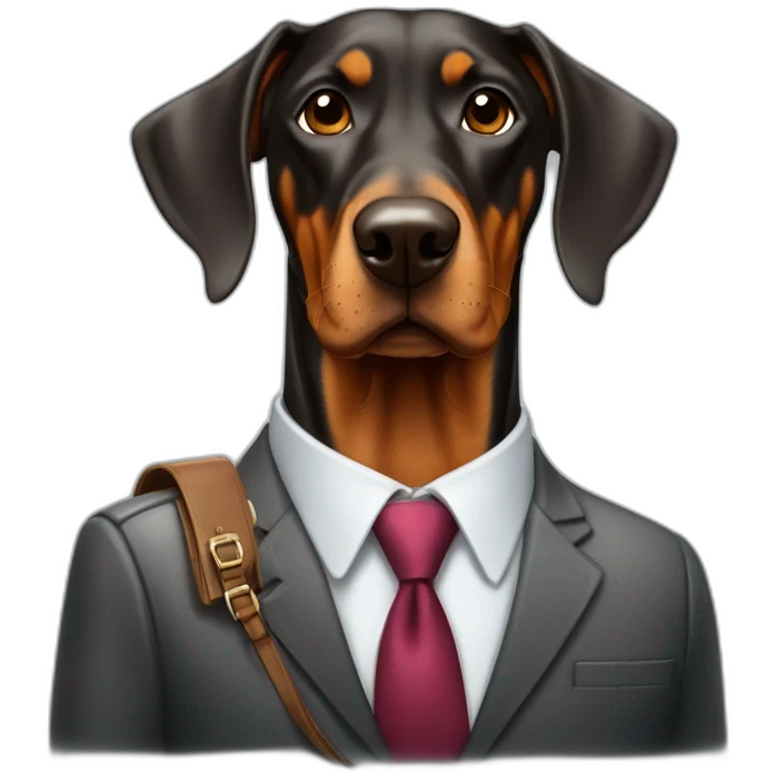 Doberdore dog in tie and with briefcase emoji